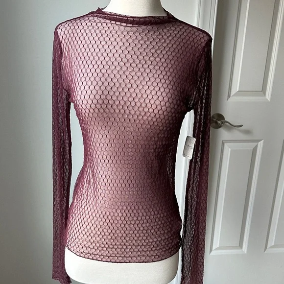 NWT Free People Minding My Business sheer textured long-sleeve top - Picture 3 of 5